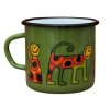 3251 1 enamel mug dark green motive cat