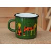 3251 8 enamel mug dark green motive cat