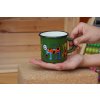 3251 9 enamel mug dark green motive cat