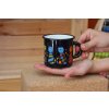 3269 7 enamel mug dark blue motive cat