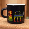 3278 12 enamel mug dark blue motive cat