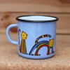 3956 6 enamel mug light blue motive cat