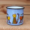 3956 8 enamel mug light blue motive cat