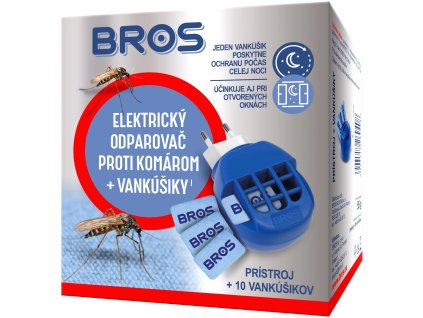 BROS elektrický odparovač proti komárom+vankúšiky (10ks)