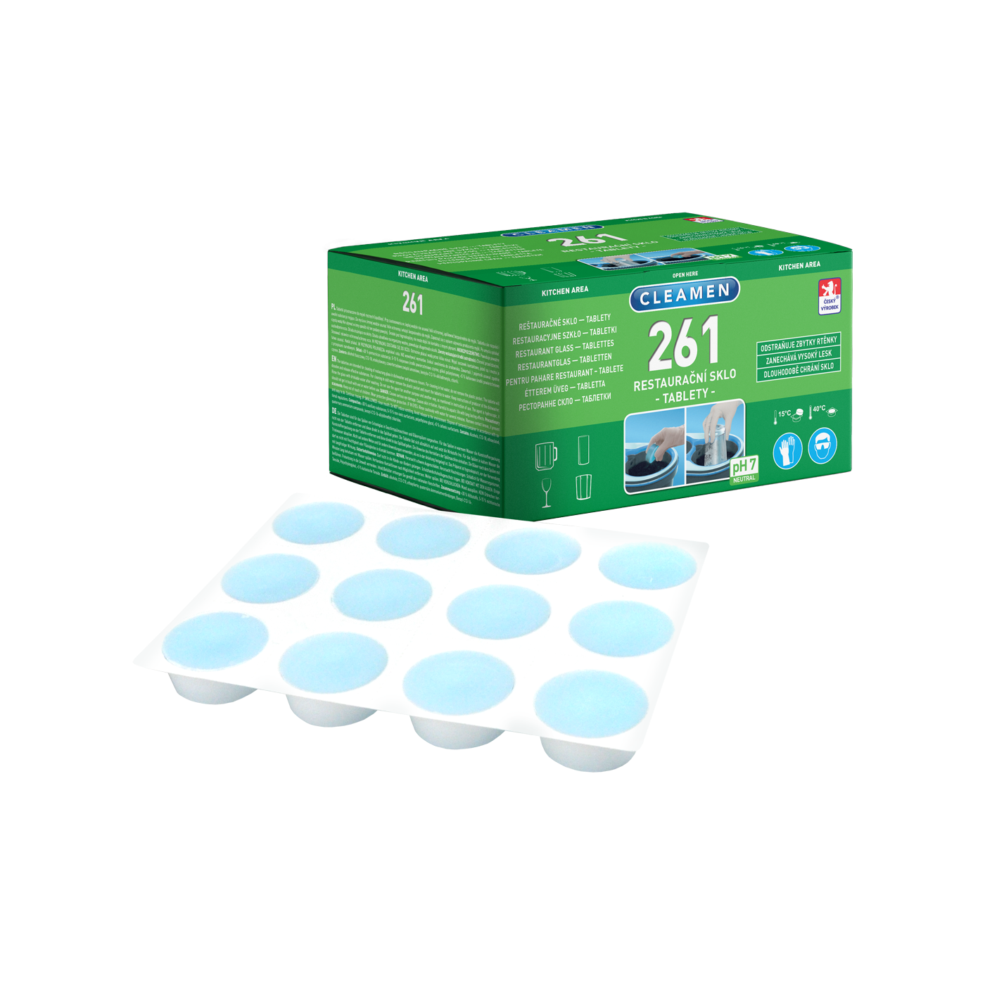 CLEAMEN 261 reštauračné sklo – tablety 720g