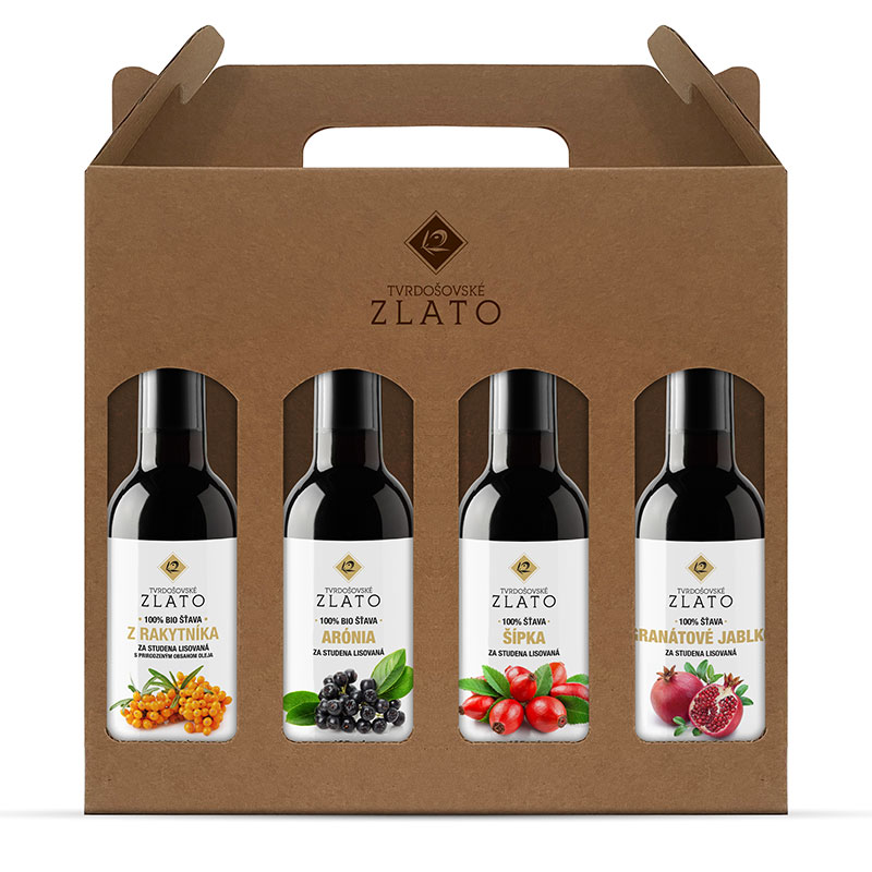 Šťava MultiPack Rakytník,Arónia,Granátové jablko a Šípka 4x185ml