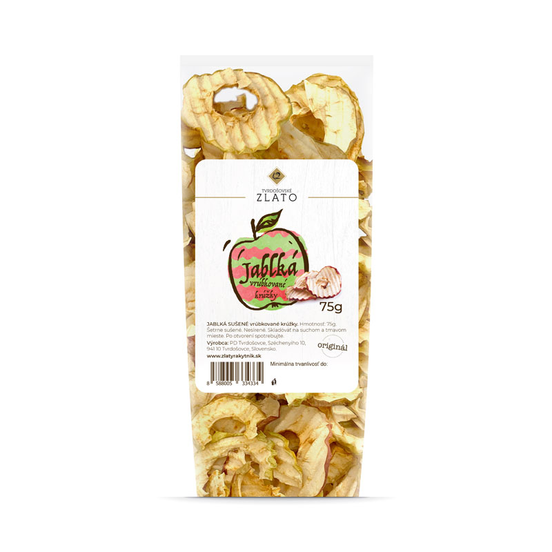Sušené jablká vrúbkované chipsy 75g