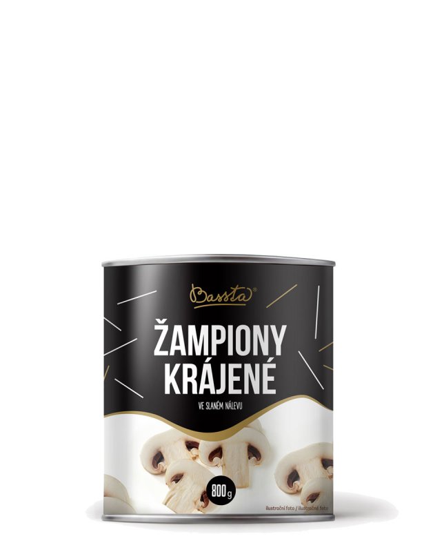Šampiňóny krájané 800g Bassta