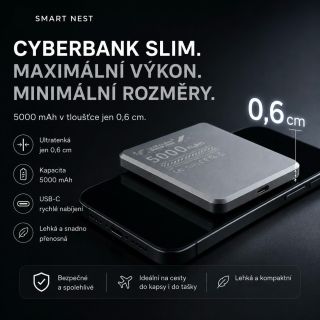 ⚡ Telefon na 5 % baterie? Už nikdy nemusíš panikařit. CyberBank Slim je powerbanka, kterou opravdu budeš nosit každý den....