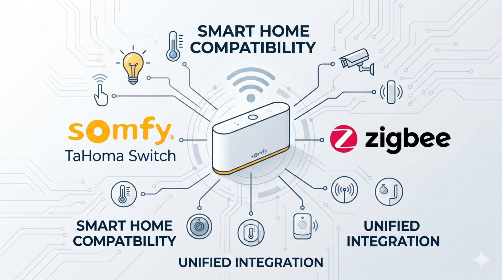 Somfy TaHoma Switch: kompatibilní Zigbee a chytrá zařízení (přehled značek)