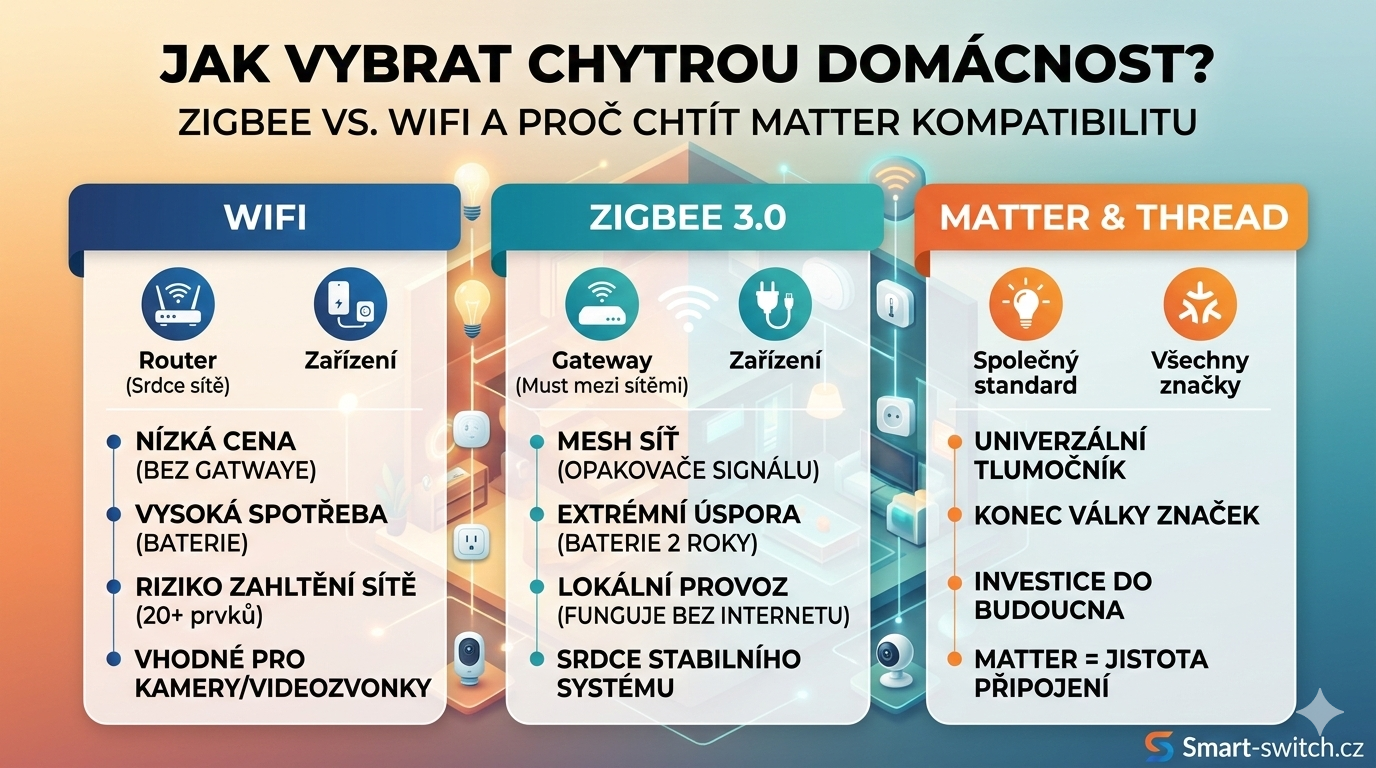 Jak vybrat chytrou domácnost? Zigbee vs. WiFi a proč chtít Matter kompatibilitu