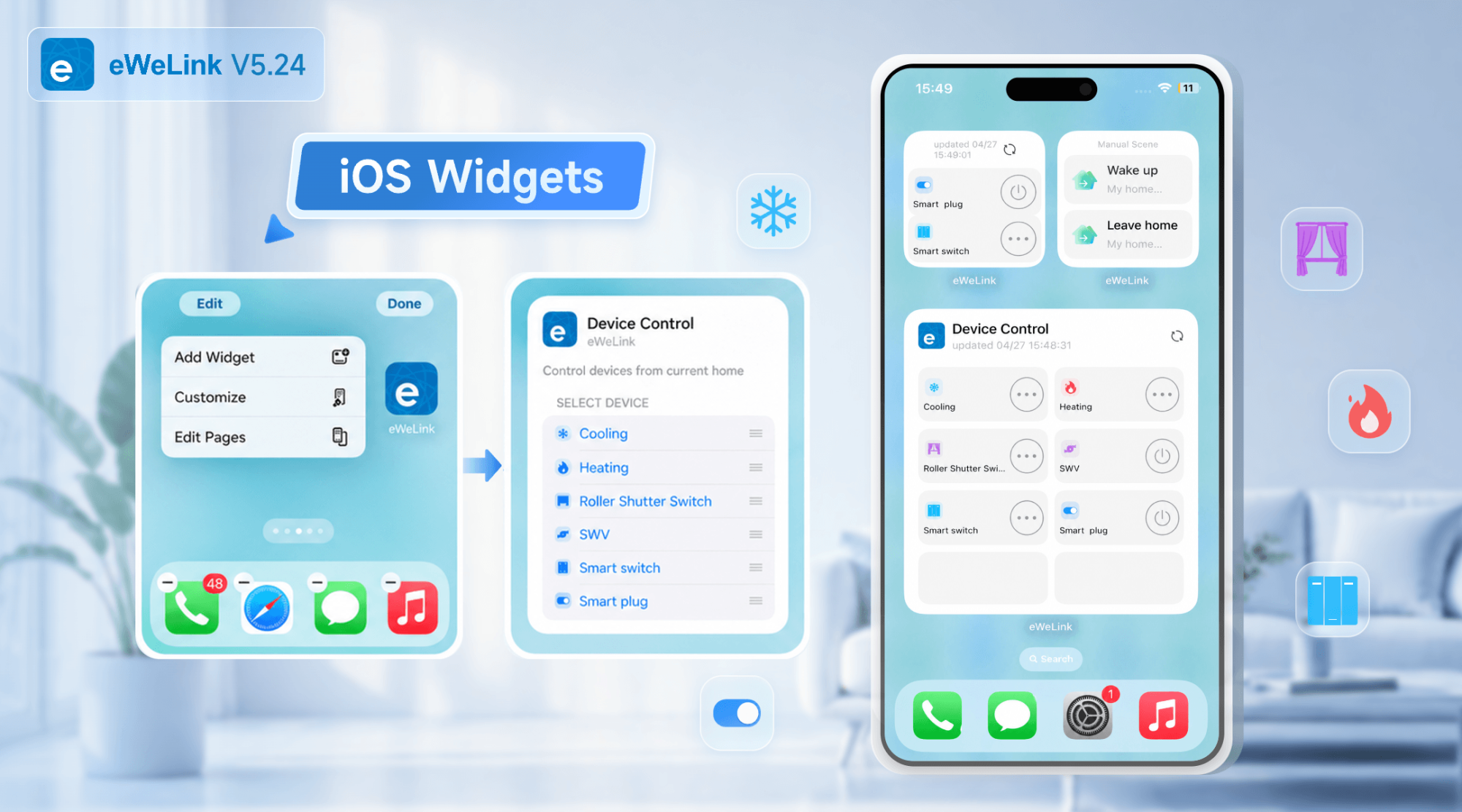 Rozšířená podpora widgetů pro iOS v aplikaci eWeLink V5.24