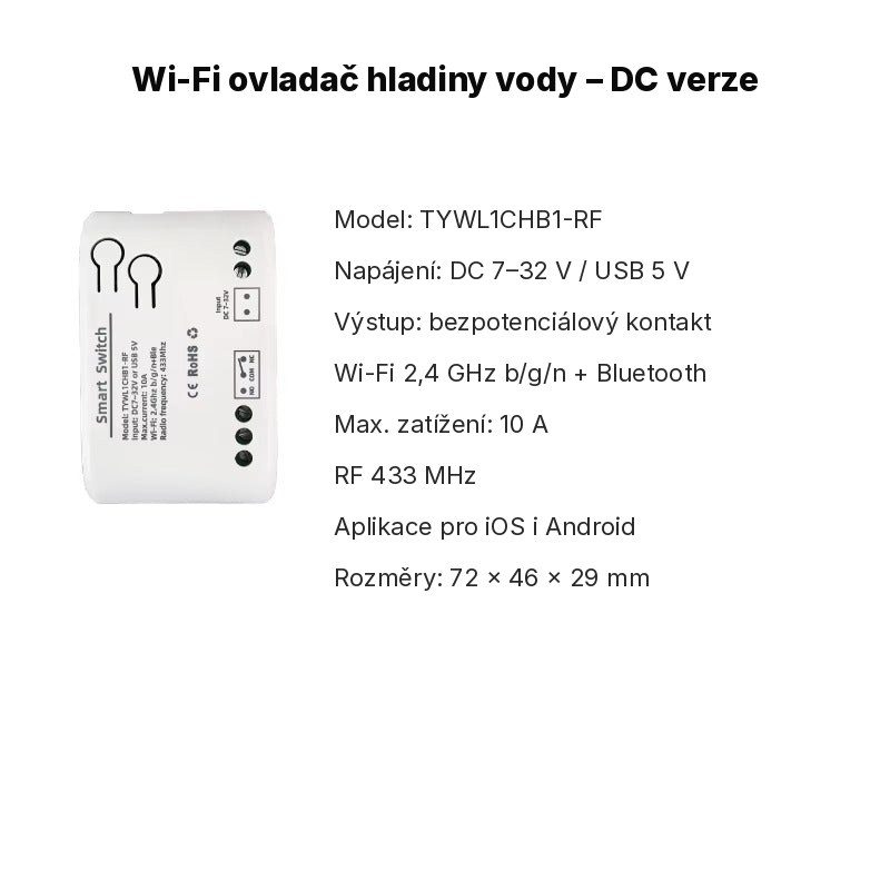 Technické parametry ovladače TYWL1CHB1-RF