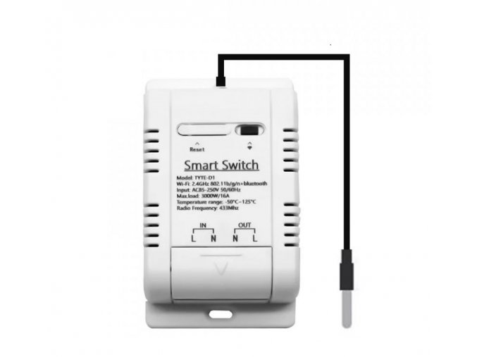 Tuya Prepínač wifi TH16 so senzorom  wifi termostat s měřením spotřeby energie