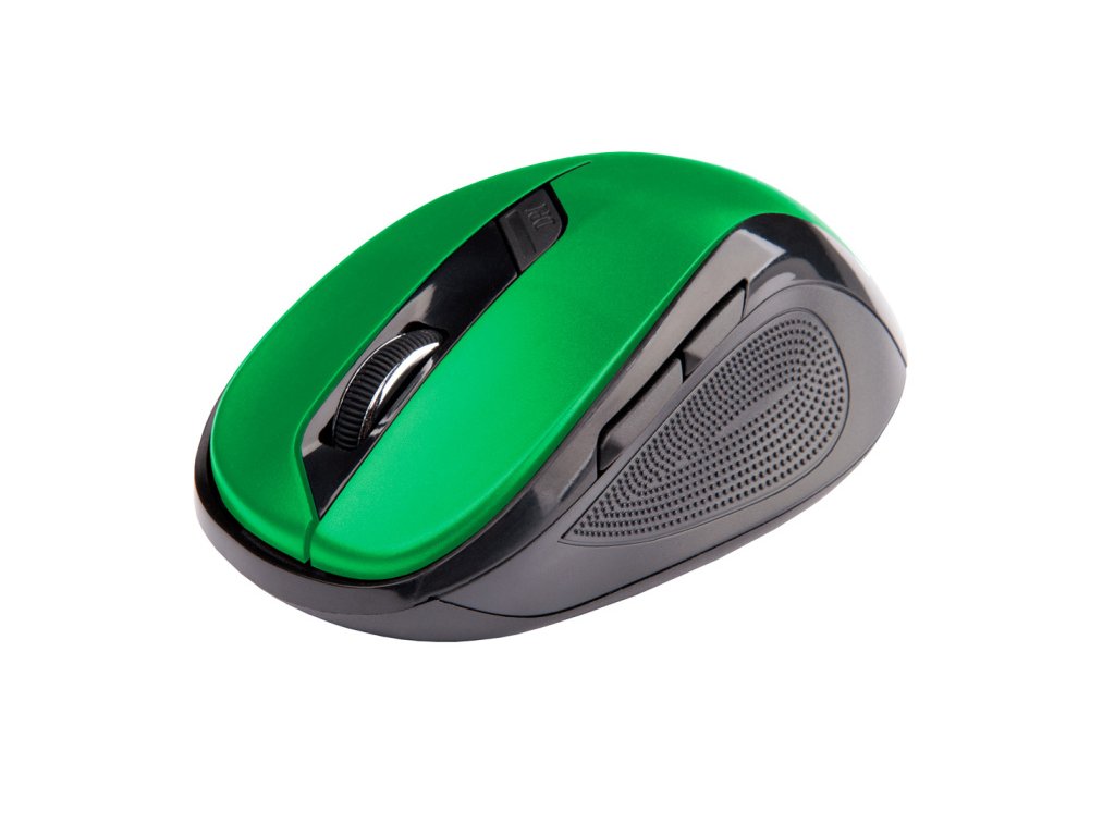 C-TECH myš WLM-02, černo-zelená, bezdrátová, 1600DPI, 6 tlačítek, USB nano receiver WLM-02G C-Tech