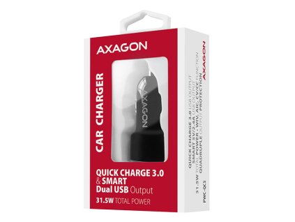 AXAGON PWC-QC5, QUICK a SMART nabíječka do auta, 2x port QC3.0/AFC/FCP + 5V-2.6A, 31.5W Axagon
