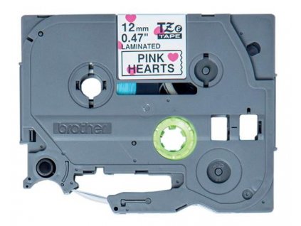 Brother - TZe-MPPH31 páska s růžovými srdci / černá (12mm, 4m) TZEMPPH31