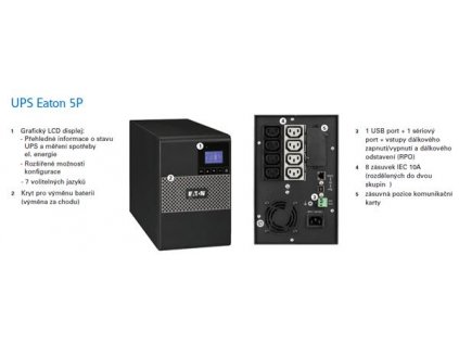 Eaton 5P 650i, UPS 650VA / 420W, 4 zásuvky IEC, LCD 5P650i