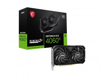 MSI VGA NVIDIA GeForce RTX 4060 Ti VENTUS 2X BLACK 8G OC, RTX 4060 Ti, 8GB GDDR6X