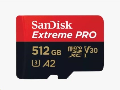 SanDisk Extreme PRO/micro SDXC/512GB/200MBps/UHS-I U3 / Class 10/+ Adaptér SDSQXCD-512G-GN6MA