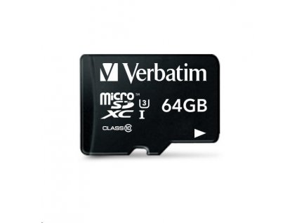 Karta VERBATIM MicroSDXC 64GB Pro, U3 + adaptér 47042 Verbatim