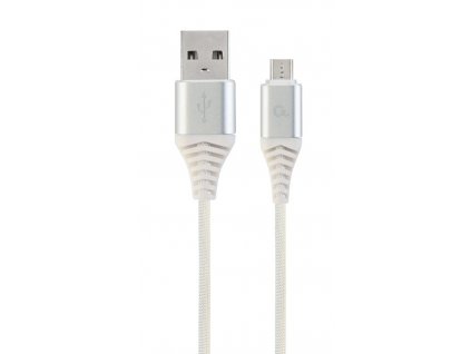 GEMBIRD CABLEXPERT USB 2.0 AM na MicroUSB (AM/BM), 1 m, opletený, bielo-strieborný, blister, PREMIUM KVALITA CC-USB2B-AMmBM-1M-BW2 Gembird