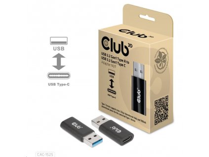 Adaptér Club3D USB 3.2 Gen1 typu A na USB 3.2 Gen1 typ C (M/F), čierna CAC-1525 Club 3D