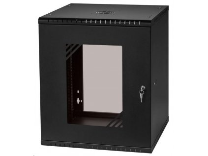 LEXI 19" nástenná skriňa Basic 12U, šírka 520 mm, hĺbka 450 mm, sklenené dvere, bez zadnej steny, čierna LX19-12U-450GB Lexi-NET