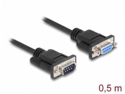 Delock Sériový kabel rozhraní RS-232 D-Sub9, ze zásuvkového na zásuvkový, délky 0,5 m, null modem 86886 DeLock