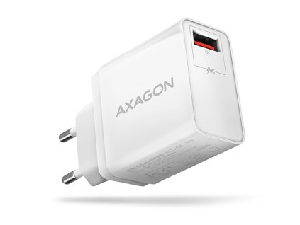 AXAGON ACU-QC19W, QC nabíjačka do siete 19W, 1x port USB-A, QC3.0/AFC/FCP/SMART, biela Axagon