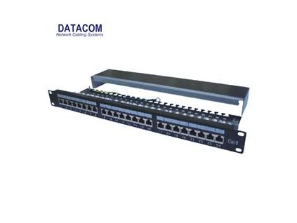 DATACOM Patch panel 24p.CAT6 1U 3x8 LSA, STP 19'' černý s vyvázáním 3121