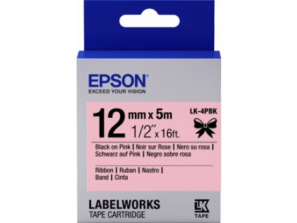 Epson zásobník se štítky – saténový pásek, LK-4HKK, černá/růžová, 12 mm (5 m) C53S654031 Epson PS