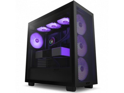 NZXT case H7 Flow RGB edition / ATX / 3x 140 mm fan / USB-C / 2x USB / tempered glass / mesh panel / RGB / black CM-H71FB-R1