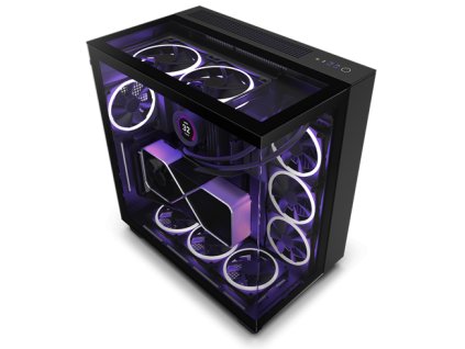 NZXT case H9 Elite Dual-chambers ATX / 3xRGB 120 mm / 1x 120mm fan / prosklená / RGB&fan controler / black CM-H91EB-01