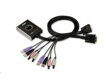 ATEN KVM prepínač 2-portový DVI KVMP USB2.0, mini, audio, 1.2m káble CS-682 PremiumCord