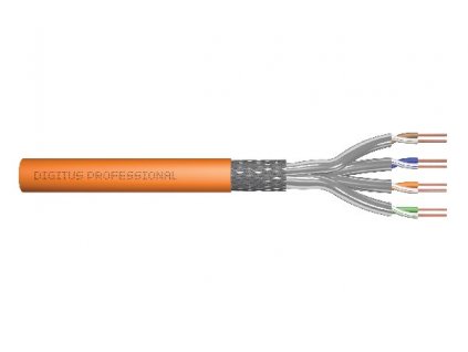 Digitus Instalační kabel CAT 7 S-FTP, 1200 MHz Dca (EN 50575), AWG 23/1, 1000 m buben, simplex, barva oranžová DK-1743-VH-10