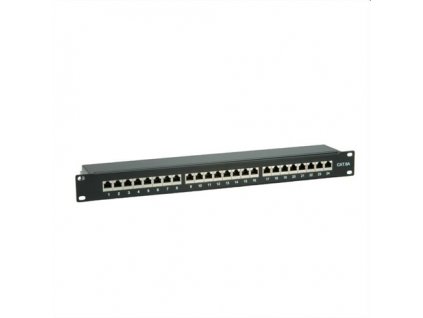 OEM patch panel 24port Cat6A, STP, blok Krone LSA+, vyväz. lišta, 1U čierny 26.99.0360-5