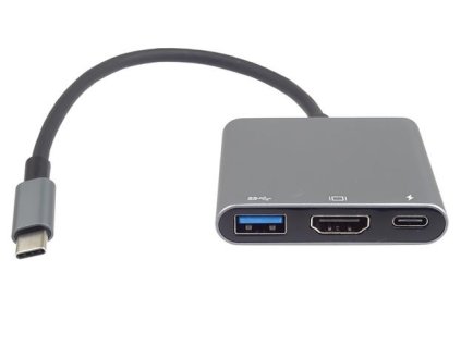 PremiumCord Adaptér USB-C na HDMI + USB3.0 + PD, rozlišení 4K a FULL HD 1080p ku31hdmi20