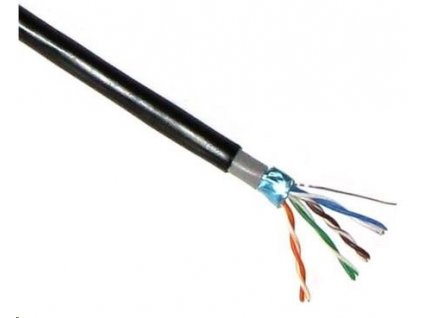 Kábel FTP LYNX Cat5E, drôt, dvojitý vonkajší PE+PVC, čierny, 305 m cievka LX-SLD-FTP5E-OUTDJ-BK LYNX CS