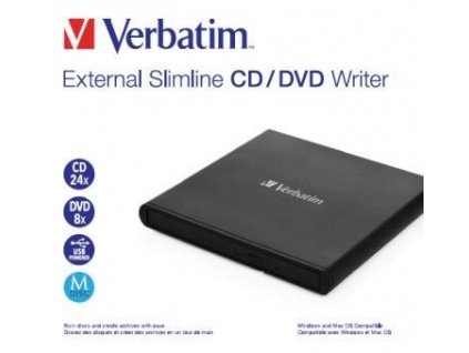 VERBATIM Slimline CD/DVD Writer USB externá mechanika - bez NERO 53504 Verbatim