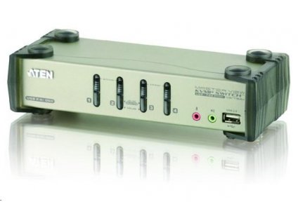 ATEN 4-portový prepínač KVMP USB+PS/2, usb hub, audio, OSD, 1.2m káble CS-1734B PremiumCord
