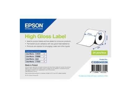 High Gloss Label Cont.R, 51mm x 33m C33S045536 Epson PS