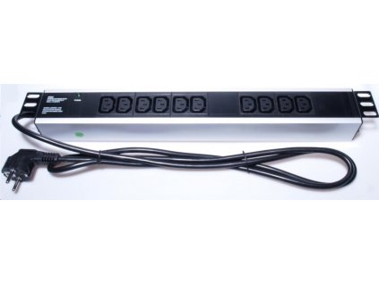 PremiumCord Panel napájecí do 19" racku 1.5U, 10xIEC (C13), 2m kabel PDU-E15G10