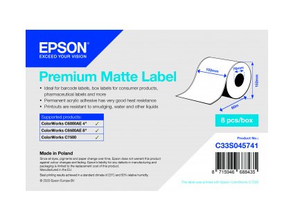 Premium Matte Label Cont.R, 102mm x 60m C33S045741 Epson PS