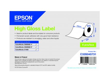 High Gloss Label Cont.R, 102mm x 58m C33S045731 Epson PS