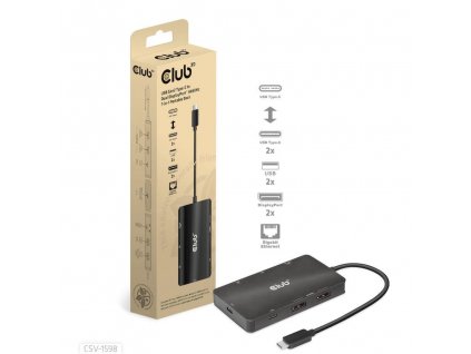 Club3D Dokovací stanice USB Gen2 Type-C na Dual DisplayPort 4k60Hz 7-in-1 Portable Dock CSV-1598 Club 3D