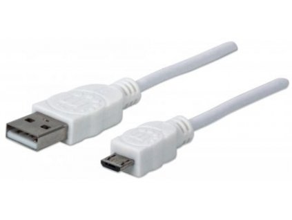 MANHATTAN Pripojovací kábel USB 2.0 A samec / Micro-B samec, 1.8 m, biela 324069 Manhattan