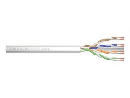 DIGITUS Propojovací kabel CAT 6 U-UTP, surová délka 100 m, papírová krabička, AWG 26/7, LSZH, simplex, barva šedá DK-1613-P-1 Digitus