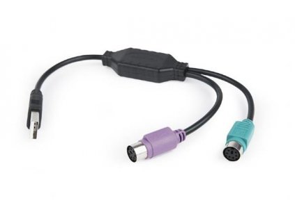 Gembird adaptér USB 2.0 (M) na PS/2, kábel, 0.3 m, čierny UAPS12-BK
