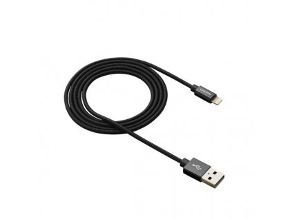 Canyon CNS-MFIC3B, 1m prémiový opletený kábel Lightning/USB, MFI schválený Apple, čierny